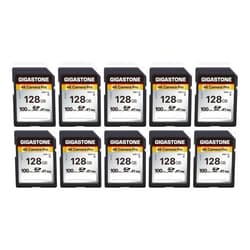 Gigastone [5-Yrs Free Data Recovery] GIGASTONE 128GB 10-Pack SD Card, 4K Camera Pro, A1 V30 SDXC Memory Card 4K UHD Video Compatible with Canon Nikon Sony Panasonic Digital Camera, with 10 Mini Cases