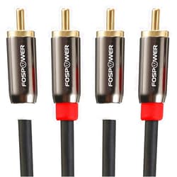 FosPower 2 RCA M/M Stereo Audio Cable [24K Gold Plated | Copper Core] 2RCA Male to 2RCA Male [Left/Right] Premium Sound Quality Plug - 3ft