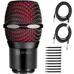 Briskdrop sE Electronics V7 MC1 Capsule for Shure Wireless Transmitters, Black - Bundle with 2 XLR Cables and 10 Cable Ties, MC1Blk-2XLR