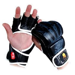 ZooBoo MMA Gloves, Half-Finger Boxing Fight Gloves MMA Mitts with Adjustable Wrist Band UFC Gloves for Sanda Sparring Punching Bag Training (One Size Fits Most)