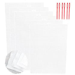 CHWANG 6 Pieces White Plastic Mesh Canvas Sheets,7 Count Plastic Mesh for Embroidery,Knit Crochet Projects, Acrylic Yarn Crafting and Make Dividers (6)