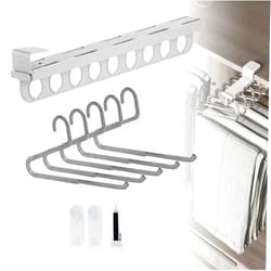 Coloday Pull Out Type Retractable Clothes Rack, 2024 Upgrade Pull Out Closet Rod Without Drilling Clothes Drying Rack, Retractable Hanging Rod for Hang Clothes Wall Mounted Clothes Rack (Grey)