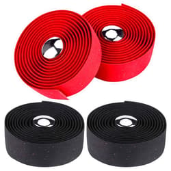 Awpeye Bicycle Handlebar Tape Cork Bar Tape with End Plugs for Road Bike and Cycling - 4 Rolls (Black, Red)