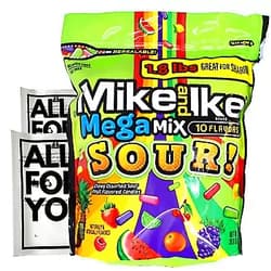 ALL.FOR.YOU. Mike and Ike Candy 1.8 lbs (1 pack) Sour Chewy Bulk Movie Theater Gummy Candy with 2 ALL.FOR.YOU. Branded Resealable Bags