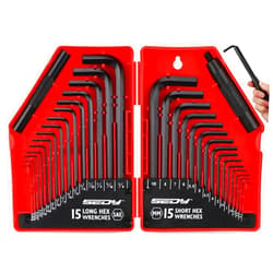 SEDY 32-Piece Hex Key Wrench Set, Metric and SAE Allen Wrenches (0.028-3/8 inch, 0.7-10 mm) L Shape Allen Keys, Chrome Vanadium Steelwith 2x Extension Handle