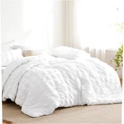 Bedsure Bed in a Bag King - King Size Comforter Set 7 Pieces Plaid Seersucker Bedding Set, Soft Lightweight Down Alternative Comforter, King Bed Set (White, King)