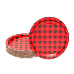 BLUE PANDA 48 Pack Buffalo Plaid Paper Plates for Lumberjack Birthday Party Supplies, Table Decor, Baby Shower (9 In)