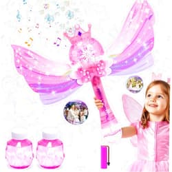 EagleStone Princess Bubble Wands for Kids, Bubble Machine for Toddlers, LED Light & Music Bubble Toys with 1 Li-ion Battery, Outdoor Easter Birthday Toys for Toddlers, 3 4 5 6 7 8 Year Old Girl Gifts