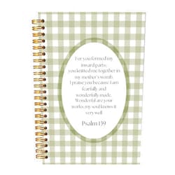 BitKan Christian Spiral Notebook, Bible Verse Prayer Journal for Women, Church Notes Journal, Sage Green Checkered Scripture Religious Notebook 5.5x8.3 Inch-377