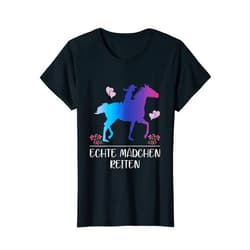 Echte Mädchen Reiten Pferde Spruch Geschenke Real Girls Riding Horses Funny Rider Saying T-Shirt