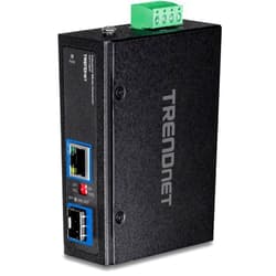 TRENDnet Hardened Industrial 100/1000 Base-T to SFP Media Converter, DIN-Rail/Wall Mount, Multi or Single Mode Fiber, Power Supply Sold Separately, TI-F11SFP , Black , Gigabit
