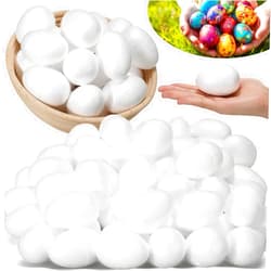 Shappy 100 Pack 2.75 Inch Easter Foam Eggs Smooth White Craft Eggs for Easter Halloween Christmas Holiday Crafts Making School Handmade DIY Painting Projects