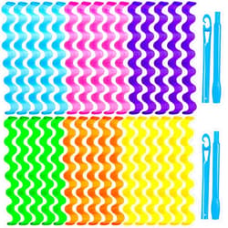 YEVYO 30 Pcs Heatless Hair Curlers Wave Curls Styling Kit with 2 Pcs Styling Hooks, No Heat Hair Curlers Heatless Wave Curlers for Women Girls Long Medium Short Hair (6 Colors, 55 cm/21.65 inch)