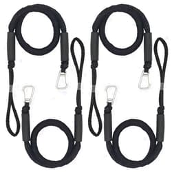 ABeauty Bungee Dock Lines Shock Bungee Docking Rope Stretchable Mooring Rope with Stainless Steel Clip 4 Pack Black