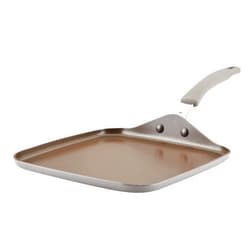 Rachael Ray Cook + Create Nonstick Stovetop Griddle/Grill Pan, Square, 11 Inch, Gray