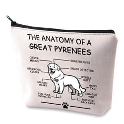 LEVLO Funny Great Pyrenees Lovers Gifts The Anatomy of A Great Pyrenees Cosmetic Bags Pyrenean Mountain Dog Veterinary Mom Travel Toiletry Bags (Great Pyrenees)