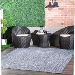 nuLOOM 2' x 3' Solid Hand Braided Indoor/Outdoor Area Rug, Pet-Friendly, High Traffic, Weather Resistant, for Patio, Balcony, Bedroom, Living, Dining Room, Wynn Navy