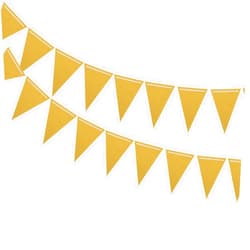 MECCANIXITY 2 Pcs 10 Feet Gold Pennant Banner Flags String Triangle Hanging Triangle Bunting Flags for Festive, Wedding, Birthday Party Decorations