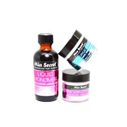 Mia Secret SECRET 2oz LIQUID MONOMER + 1oz CLEAR + 1oz PINK ACRYLIC POWDER NAIL ART