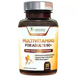 Nature's Nutrition Multivitamin for Adults 50 Plus Extra Strength Daily Multivitamins and Minerals Supplement 627mg - Made in USA - Multi Vitamins A, C, D, E, B12, Iron, and Calcium for Men and Women - 120 Tablets