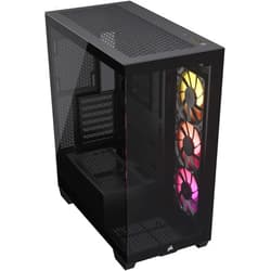 CORSAIR 3500X ARGB Mid-Tower ATX PC Case – Panoramic Tempered Glass – Reverse Connection Motherboard Compatible – 3X CORSAIR RS120 ARGB Fans Included – Black