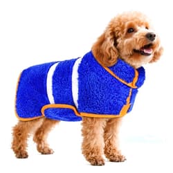 Bienbee Dog Bathrobe, Quick Drying Super Absorbent Dog Robes for After Bath, Warm Keeping Dogs Towel, Dogs Bath Supplies, Dark Blue S