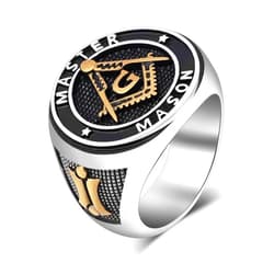 Eastlily Titanium Steel Masonic Ring Masonic Master Mason Ring Freemason Signet Masonic Jewelry Gift Gold Freemason Symbol Ring Size 7-12
