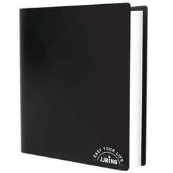 JJRING 18x24 Art Portfolio Folder with Plastic Sleeves, 24-Pocket Portfolio Binder Displaying 48 Pages, Presentation Book with Black Inner Paper for Artwork Storage, Black