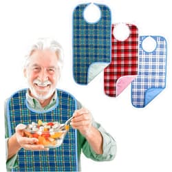 Brosive Adult Bibs, 3-Pack Washable Waterproof Clothing Protector for Men, Women, Elderly Seniors - Reusable Large Feeding Bibs