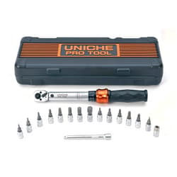 UNICHE Pro Tool 1/4 Inch Drive Click Bike Torque Wrench Set - 1 to 25 Nm - Fit All Type Bikes - Includes Allen & Torx Sockets, Extension Bar & Storage Box