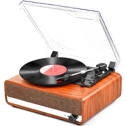 Udreamer Vinyl Record Player with Upgraded Speakers Needle Pressure Adjustment,Vintage Turntable for Vinyl Records,Portable Vinyl LP Player with 3 Input,RCA Output and Headphone Jack