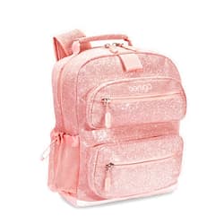 Bentgo Kids Glitter Backpack - Lightweight 14” Backpack for School, Travel & Daycare, Ideal for Ages 4+, Durable & Water-Resistant, Roomy Interior, & Loop for Lunch Bag (Glitter Edition - Petal Pink)