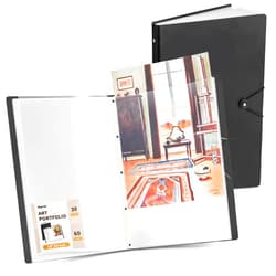 JoyCat Art Portfolio Fits 18x24 Inch, 30 Pockets Art Folder with Clear View Pages, 60 Sheets Presentation Binder for Diamond Art Painting, Artist Portfolios for Artwork Storage (Black)