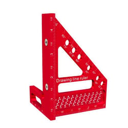 Lyshujli 3D Multi-Angle Measuring Ruler,22.5/30/45/60/67.5/90 Degree Aluminum Alloy Saddle Square Ruler Protractor, Hole Position Scribing Ruler 45/90 Degree Drawing Line Ruler