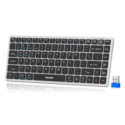TECKNET Bluetooth Keyboard Rechargeable, 4-Device (2.4G+3BT) Wireless Keyboard, Ultra-Slim Quiet Typing, 14 Hotkeys Computer Keyboard for PC/Laptop/Smart TV/Tablet/iPad