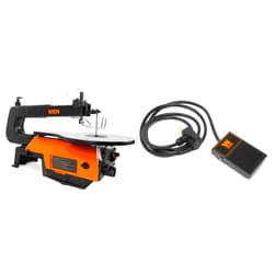 WEN 3922 16-inch Variable Speed Scroll Saw with Easy-Access Blade Changes & WA0392 120V 15-Amp Momentary Power Foot Pedal Switch for Woodworking