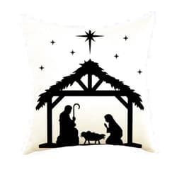 Ogiselestyle Christmas Oh Holy Night Nativity Throw Pillow Covers, 18 x 18 Inch Jesus Winter Holiday Cushion Case Decoration for Sofa Couch