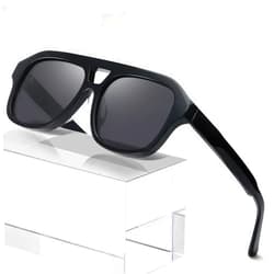 Missshine Misshine Polarized Sunglasses for Women Men, Trendy Double Bridge Sun Glasses Acetate Frame Shade UV400 Protection
