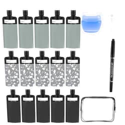 DIBALIYI 21 Pack Squeeze Pouches for Toiletries Liquid, Plastic Portable Refillable Travel Pouches, Leak Proof Fluid Makeup Packing Bag for Lotion Shampoo Conditioner Face Cream Hand Soap (Black)