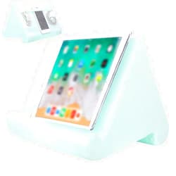 Souleden Tablet Soft Pillow Stand with Mesh Storage Pockets Multi-Angle Soft Bed Pillow Holder Lap Stand for Tablets Readers Books Magazines Kindle Green