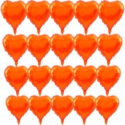 Fezava 20 Pcs Orange Heart Balloons 18 Inch Foil Heart Shaped Balloons Helium Mylar Balloons Foil Balloon for Women Kids Valentines Day Decoration Birthday Wedding Proposal Bridal Bachelorette Party Decor