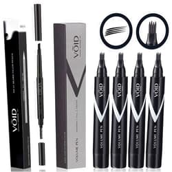 VOID Homme Beard Pen Filler for Men (Pack of 4) with Beard Pencil, Easy Beard Pen Liner, Beard Filler Pen for Beard Filling Pen Kit & Beard Marker, Waterproof Pen (Black)