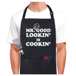 Xornis 100% Cotton Funny Apron with 2 Pockets for Men Women BBQ Grilling Adjustable Bib Black Aprons Gifts Cooking Kitchen