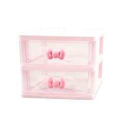 WQURC Lovely Pink Receiving Storage Box With Multi-layers And Pink Bowknot Handle (Two layers (7.06 x 5.22 x 4.17 inches))