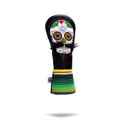 Pins & Aces LE Sugar Skull Mustache Fairway Wood Head Cover - Premium, Hand-Made Leather 3W or 5W Headcover - Funny, Tour Quality Golf Club Cover - Style and Customize Your Golf Bag