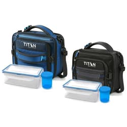Titan by Arctic Zone Arctic Zone Titan Expandable Lunch Pack and Container Set with Ice Walls, 2 Pack - Black and Blue