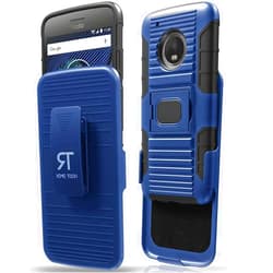 Rome Tech Dual Layer Case with Belt Clip for Moto G5 Plus - Protective Heavy Duty Holster Case with Kickstand Swivel for Motorola G5 Plus - Blue