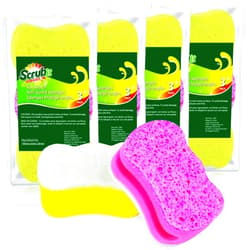 SCRUBIT Scrub Sponge by Scrubit –Multipurpose Cellulose Cleaning Sponges with Non Scratch Scouring Pad for Dishes, Pots, Pans, Glass Cooktop - Super Absorbent - Unique Shape to Protect Nails: 12 Pack