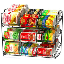 Deco Brothers Stackable Can Rack Organizer for Kitchen and Pantry, 3 Tier, Black