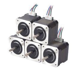 STEPPERONLINE 5PCS Nema 17 Stepper Motor 1.5A 12V 45Ncm (63.74oz.in) 4-lead 39mm Body W/ 1m Cable and Connector for DIY CNC/ 3D Printer/Extruder